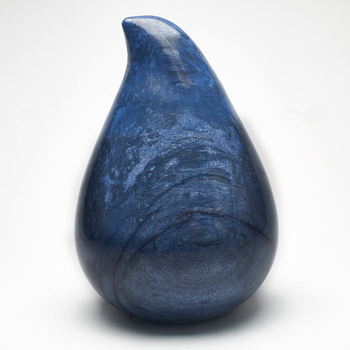 Cremation Urn - Large Luxury Blue Natural Marble Teardrop