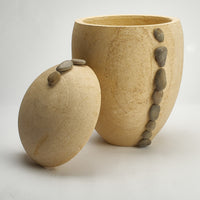 Cremation Urn - Large Sandstone (Biodegradable) with Pebble Reed Design