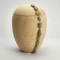 Cremation Urn - Large Sandstone (Biodegradable) with Pebble Reed Design