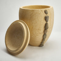 Cremation Urn - Large Sandstone (Biodegradable) with Pebble Reed Design