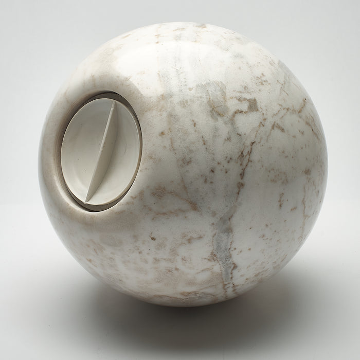 Cremation Urn - Large Luxury Marble White Speckled Sphere