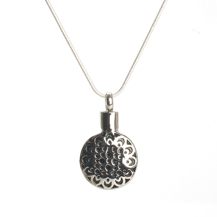 Cremation Pendant - Celtic Inspired Pattern on Round