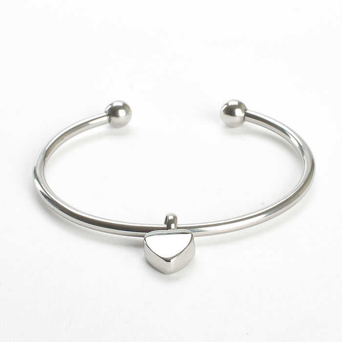 Cremation Bangle - Silver Bangle with Heart Charm