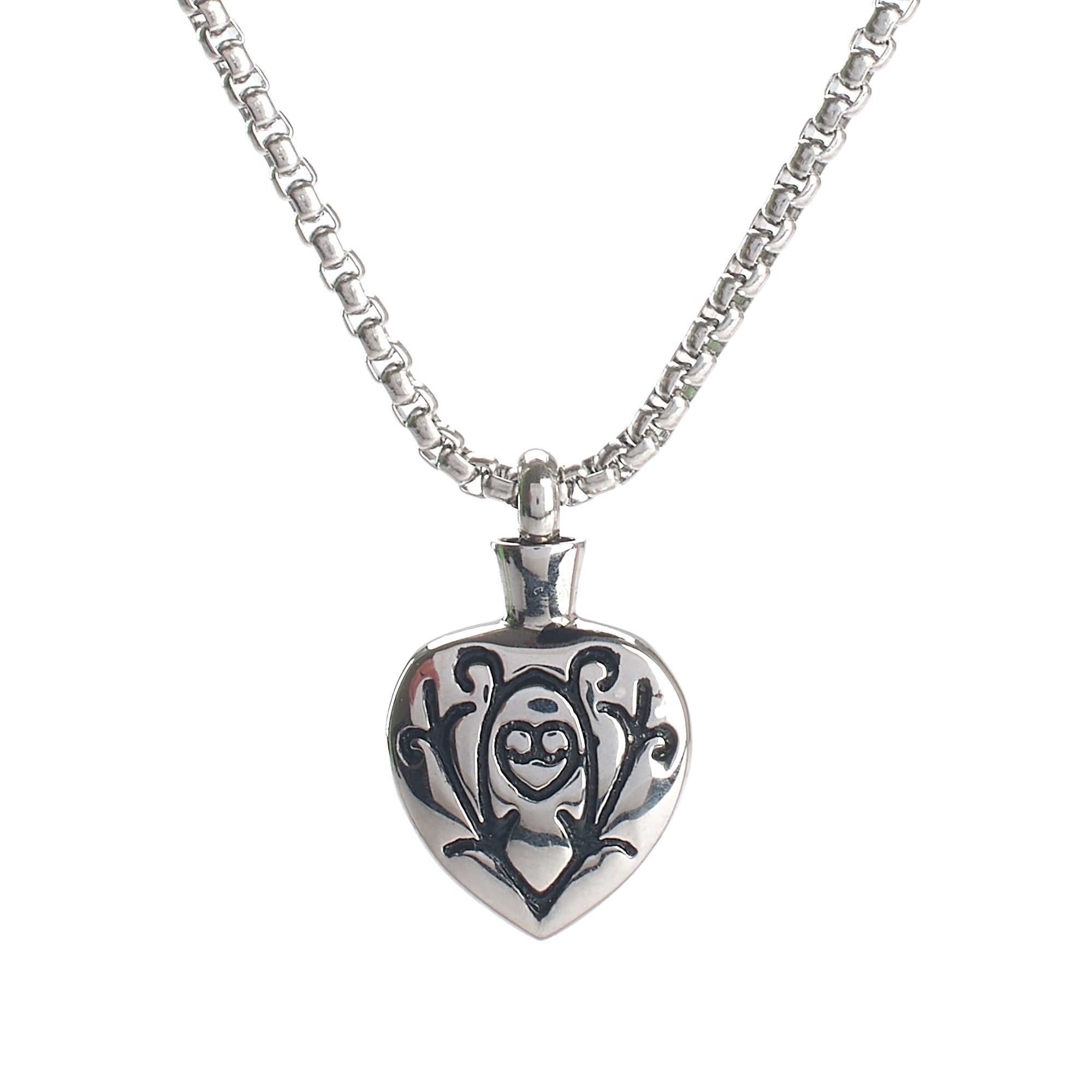 Cremation Pendant - Silver Celtic Heart Black Filigree