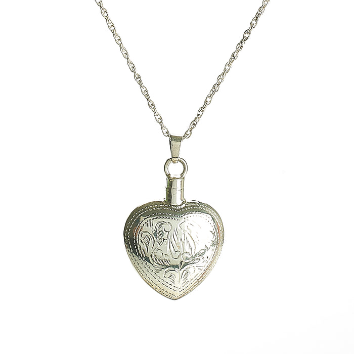 Cremation Pendant - 925 Sterling Silver Engraved Heart