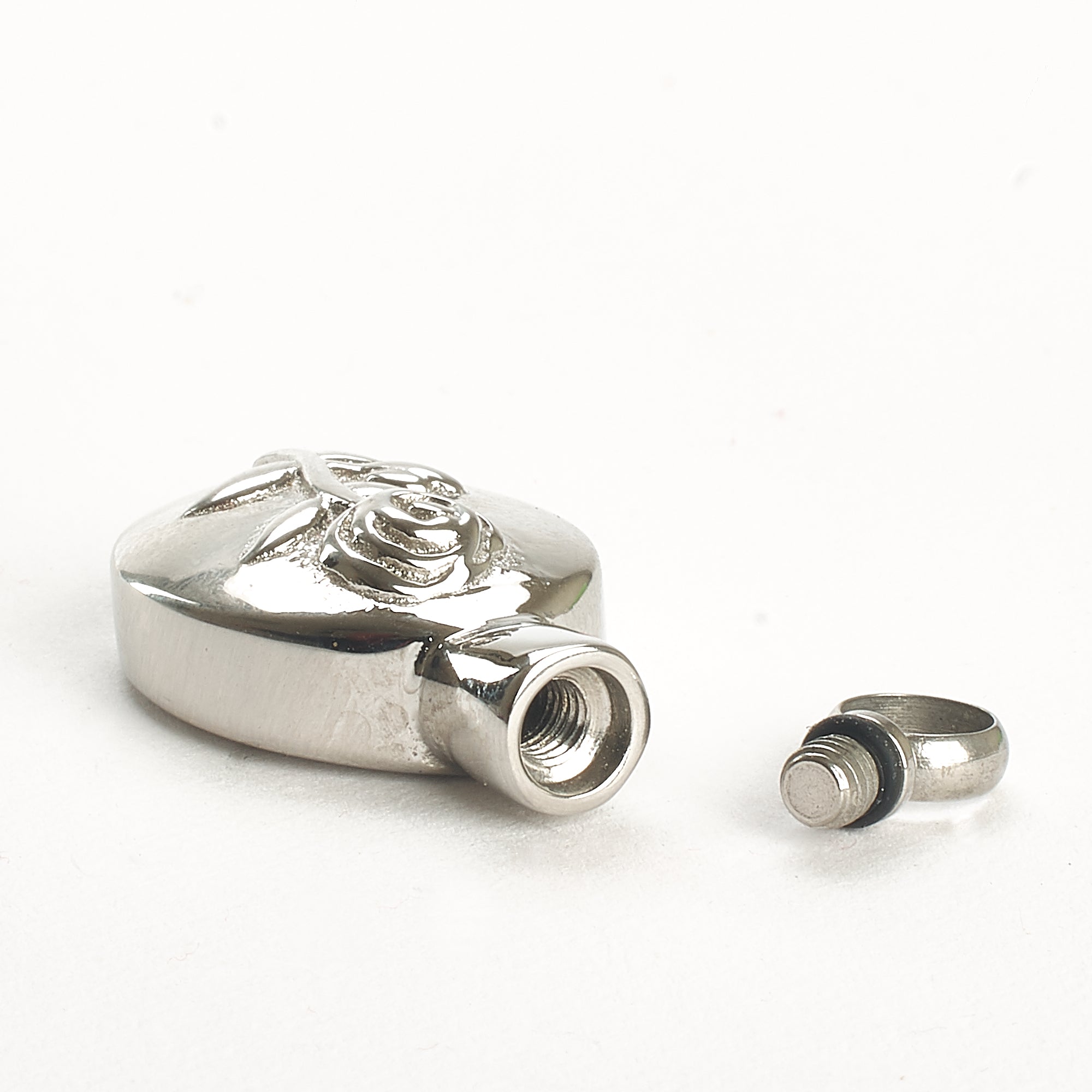 Cremation Pendant - Oval with Rose Etching
