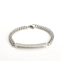 Cremation Bracelet - Silver Unisex Bracelet with Diamante