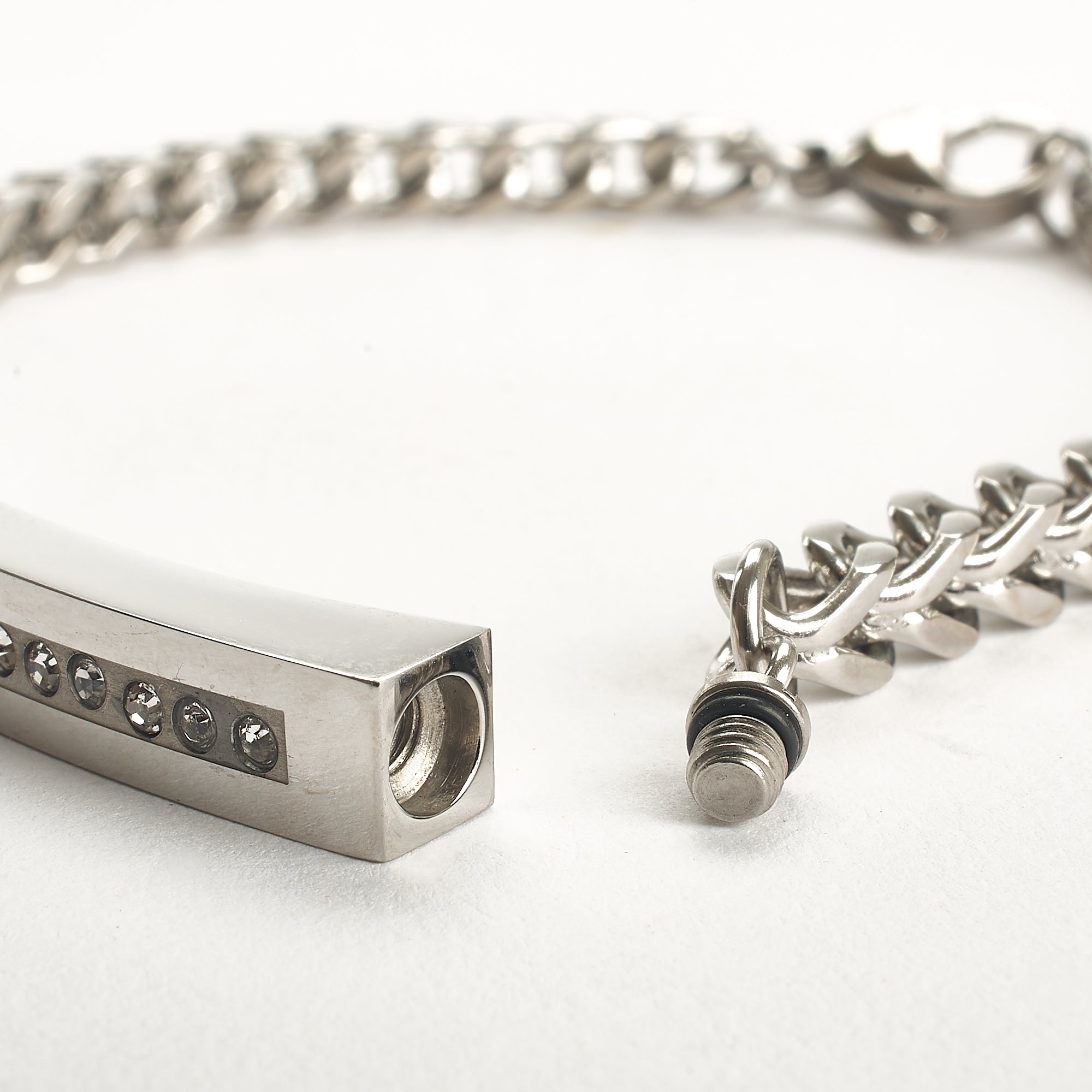 Cremation Bracelet - Silver Unisex Bracelet with Diamante