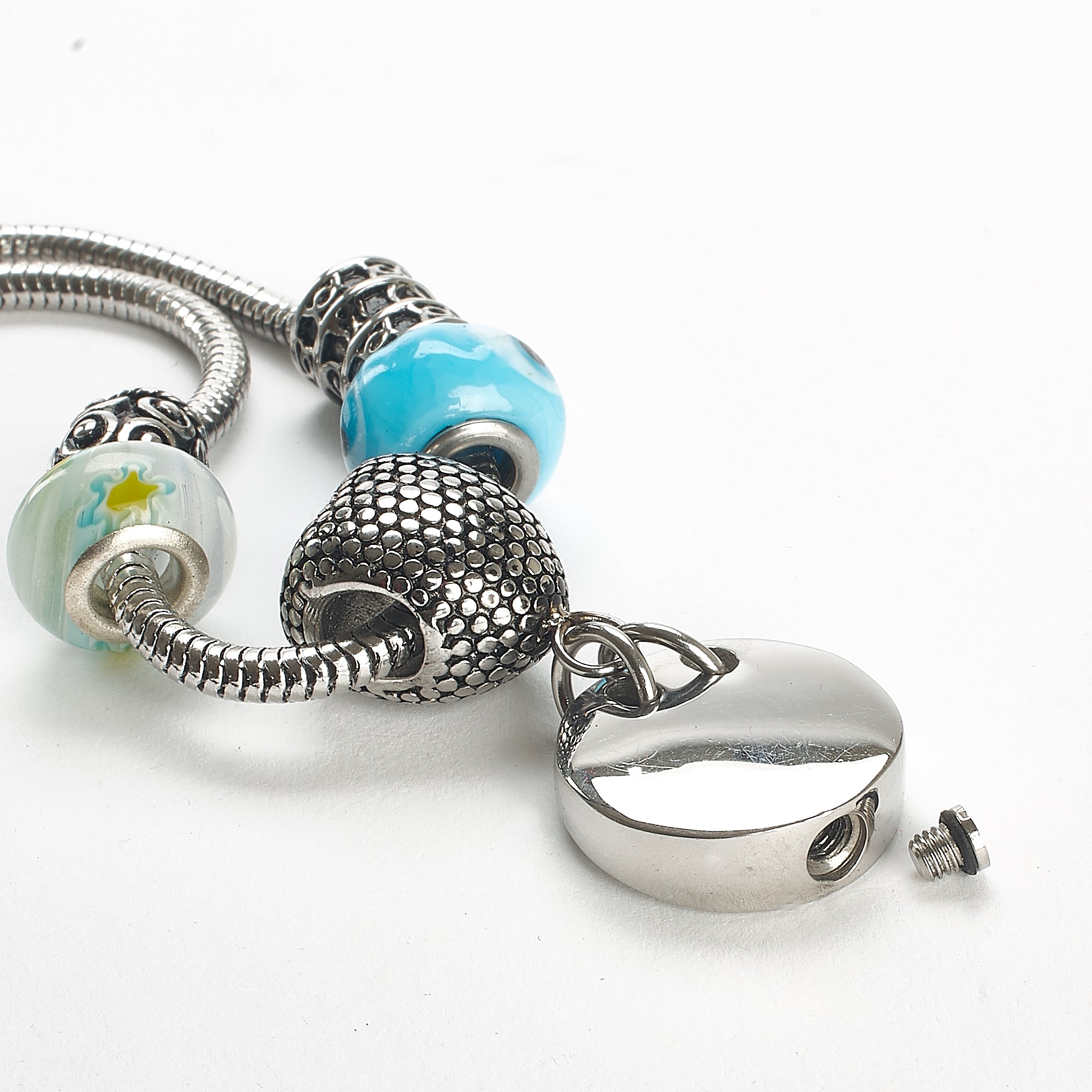 Cremation Bracelet - Silver and Stone Charms
