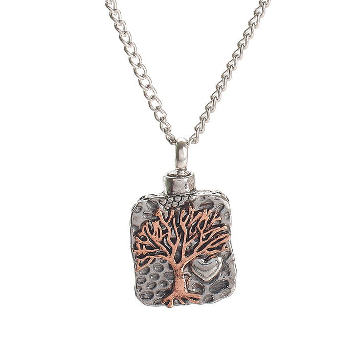 Cremation Pendant - Tree of Life Rose Gold on Silver