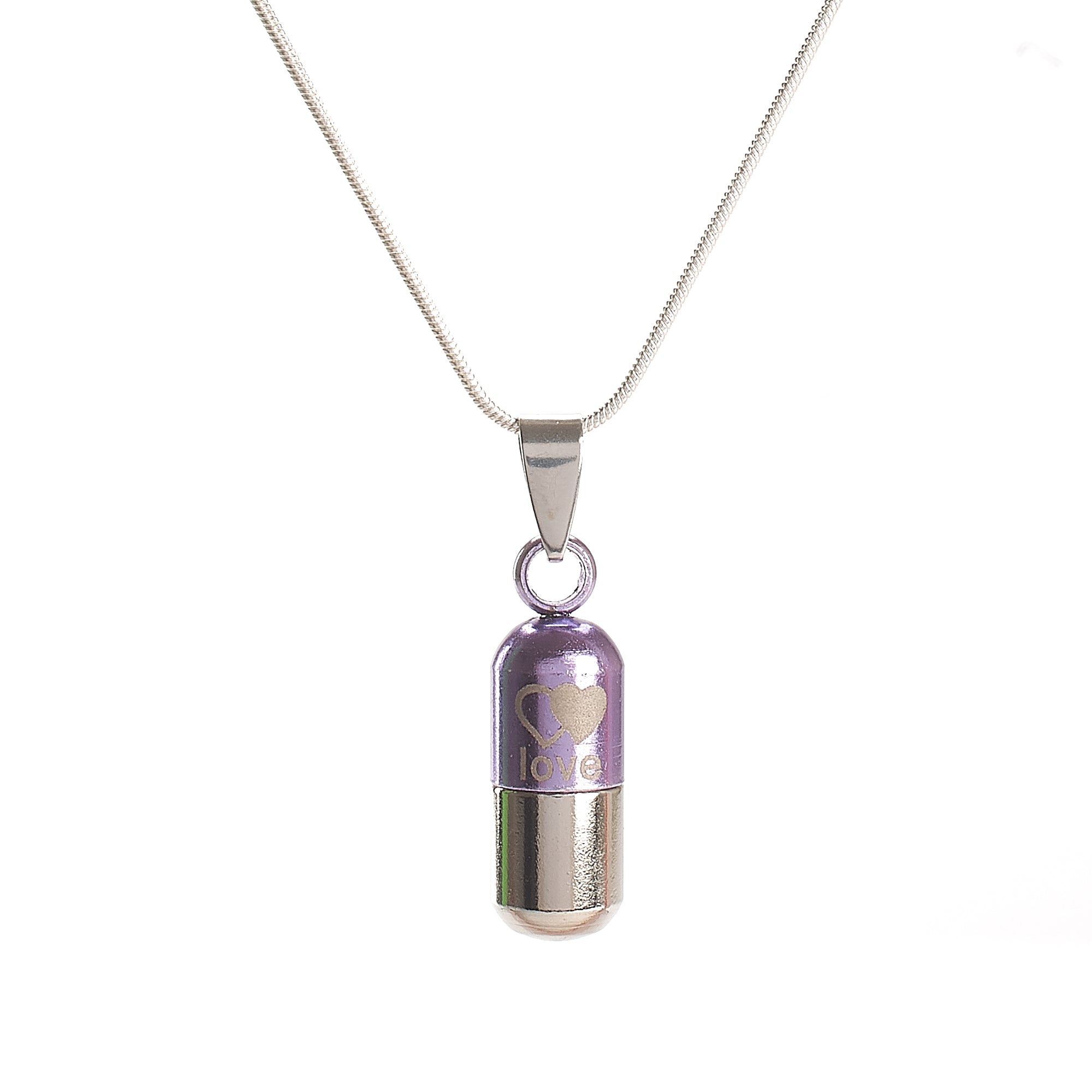 Cremation Pendant - Capsule Purple/silver
