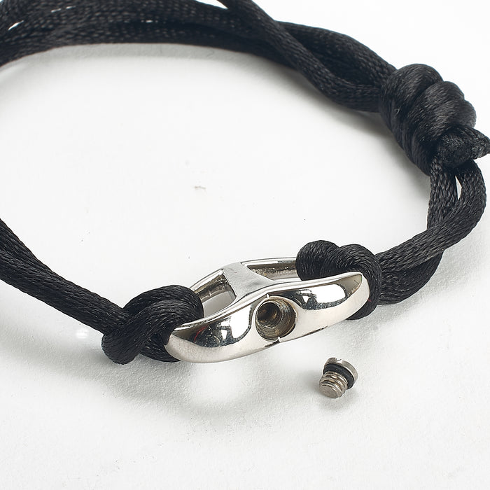 Cremation Bracelet - Adjustable Black Cord - Unisex