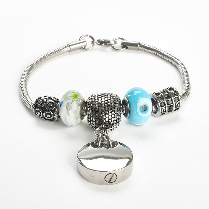 Cremation Bracelet - Silver and Stone Charms