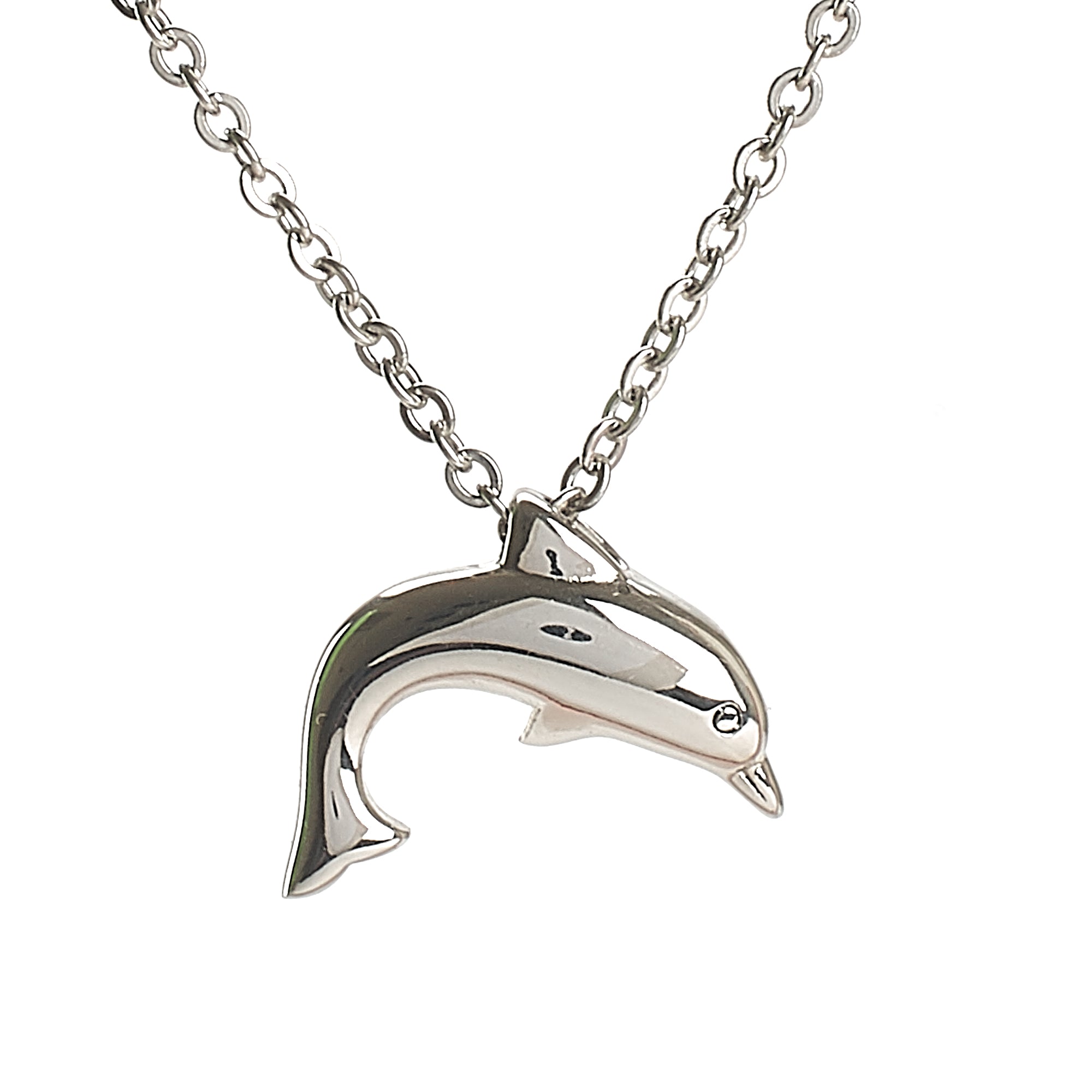 Cremation Pendant - Animals - Single Silver Dolphin
