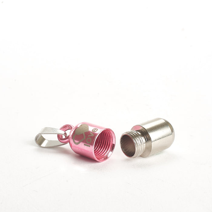 Cremation Pendant - Capsule Pink/Silver