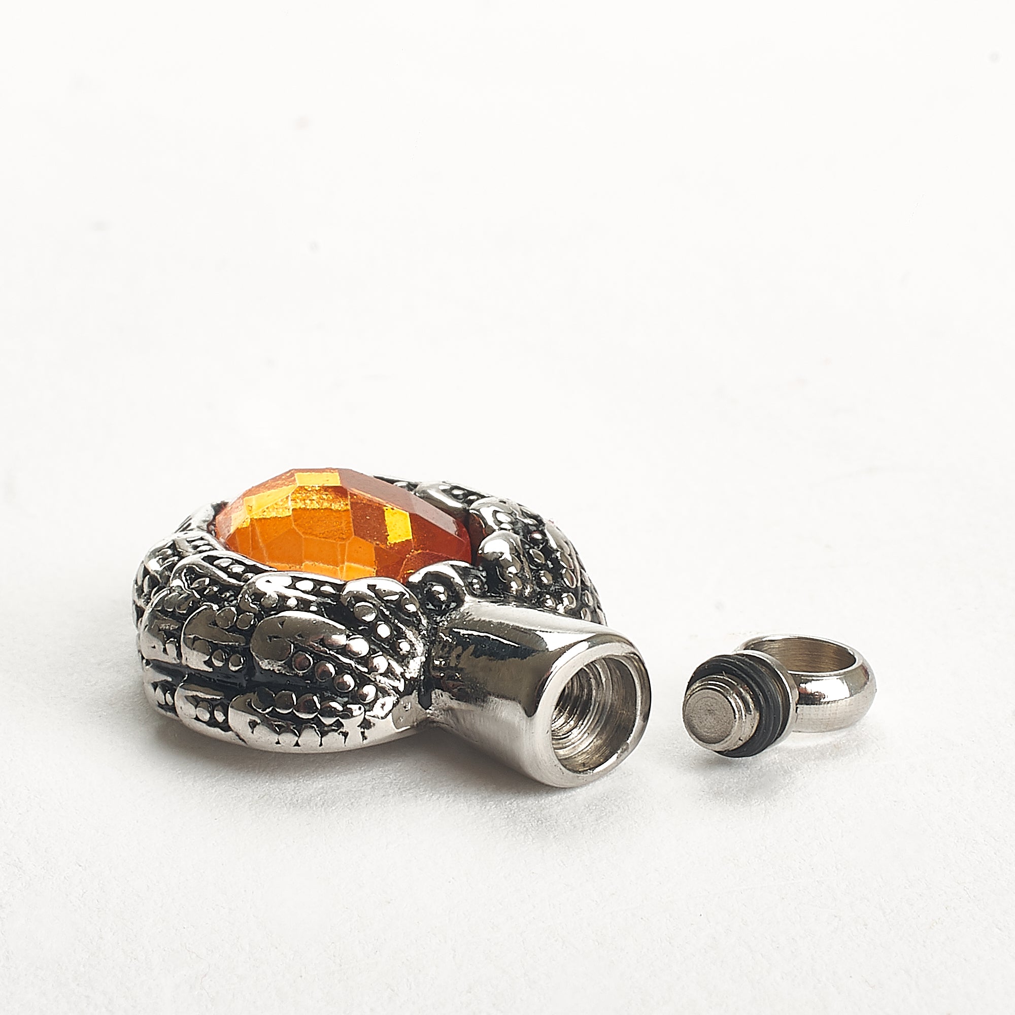 Cremation Pendant - Chariot Angel Wings - Orange/Silver