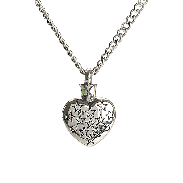 Cremation Pendant - Stars within a Heart - Silver