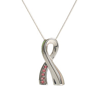 Cremation Pendant - Pink Ribbon - Silver/Diamante