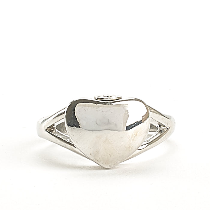 Cremation Ring - High Shine Heart - Engravable