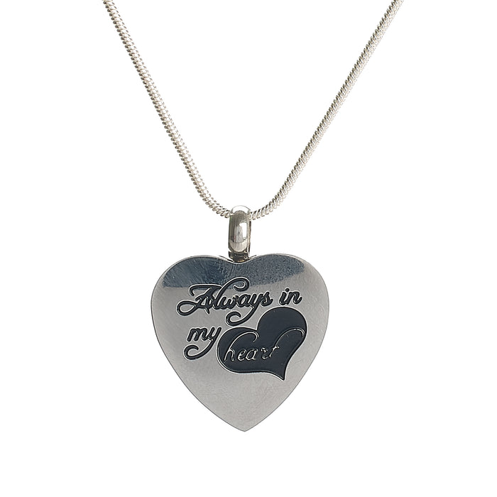 Cremation Pendant - Silver Heart "Always in my Heart"