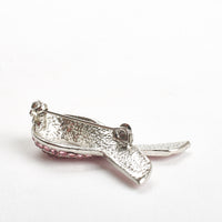 Memorial Brooch - Pink Ribbon Diamante in Silver