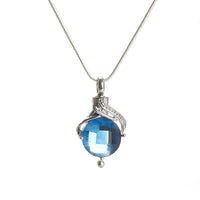 Cremation Pendant - Diamante Design Teardrop - Blue