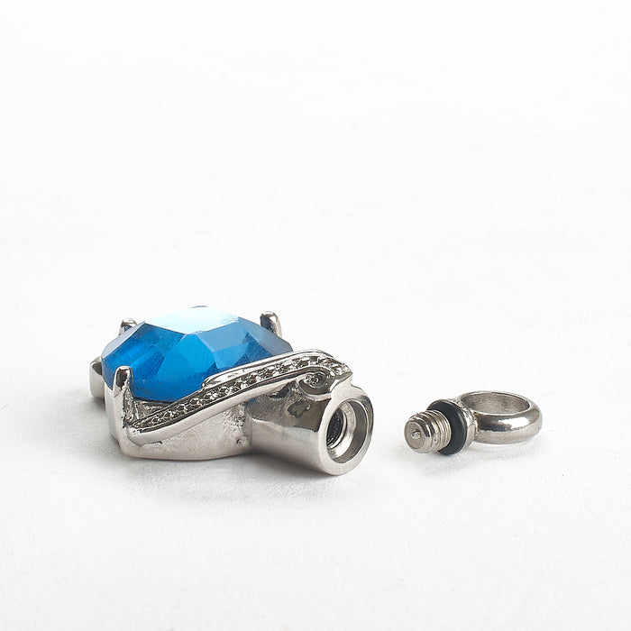Cremation Pendant - Diamante Design Teardrop - Blue