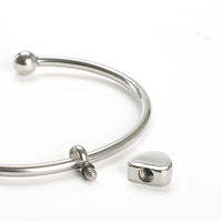 Cremation Bangle - Silver Bangle with Heart Charm