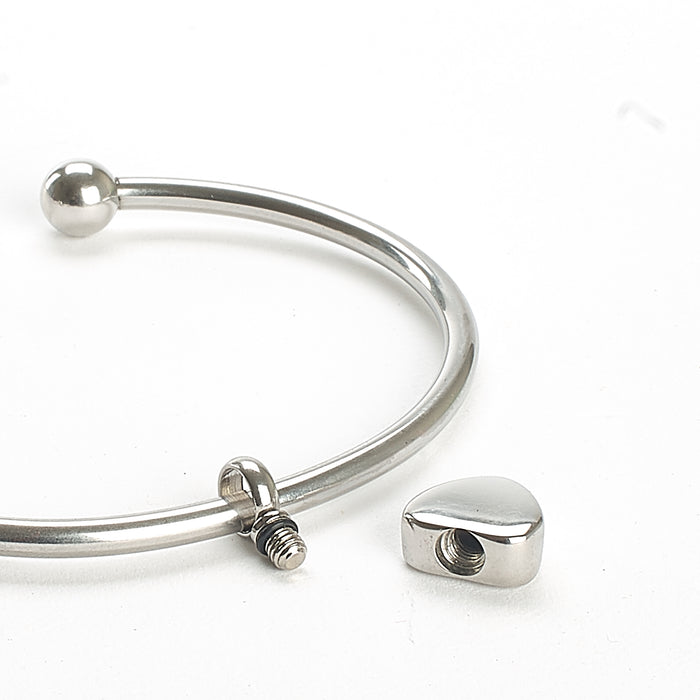 Cremation Bangle - Silver Bangle with Heart Charm