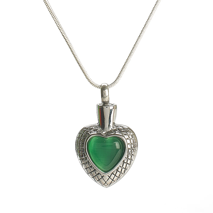 Cremation Pendant - Small Celtic Heart - Green