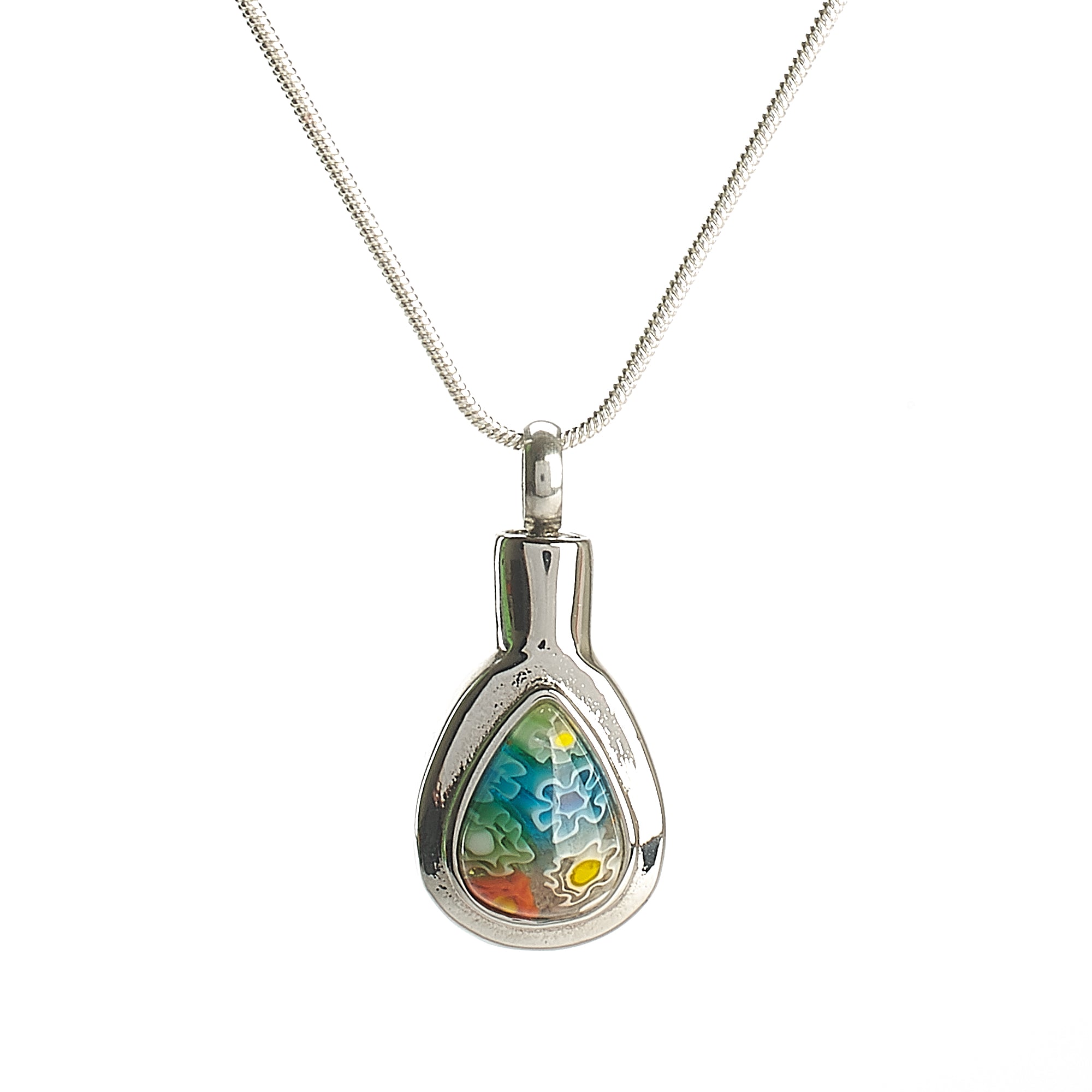 Cremation Pendant - Murano Teardrop - Muli Colour
