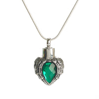 Cremation Pendant - Chariot Angel Wings - Green and Silver