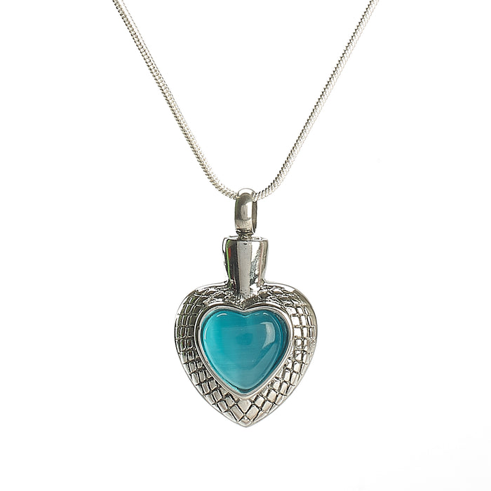 Cremation Pendant - Small Celtic Heart Stone - Blue