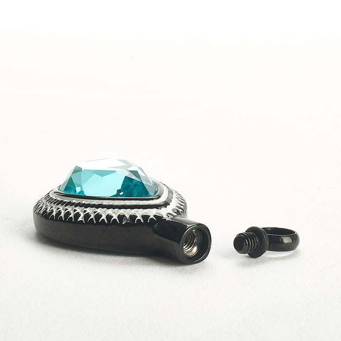 Cremation Pendant - Black, White and Blue Teardop