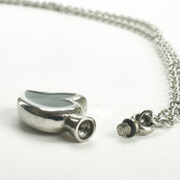 Cremation Pendant - Silver High Shine Abstract heart with Black