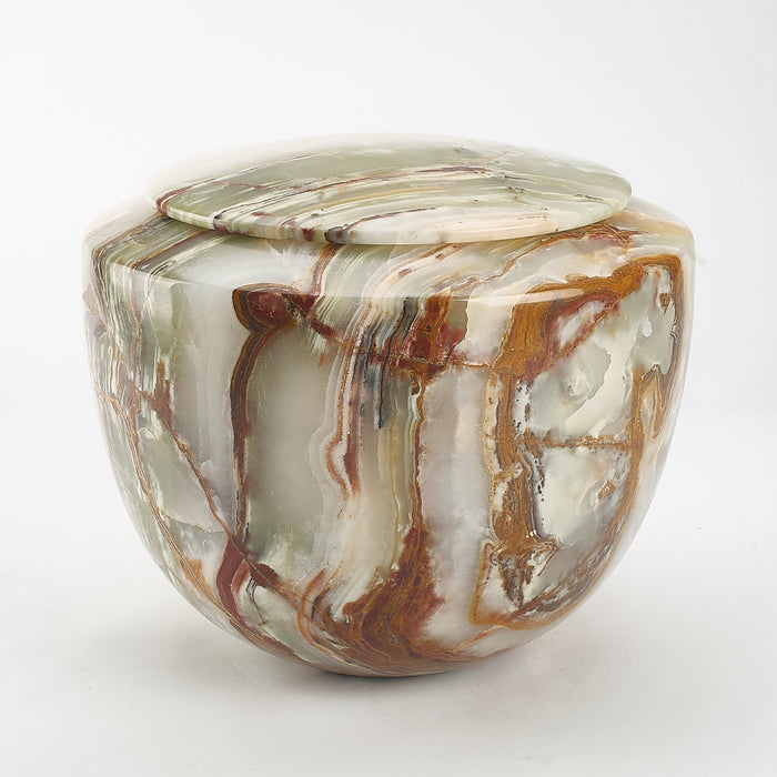 Cremation Urn - Large Luxury Green/Caramel Marble Bowl
