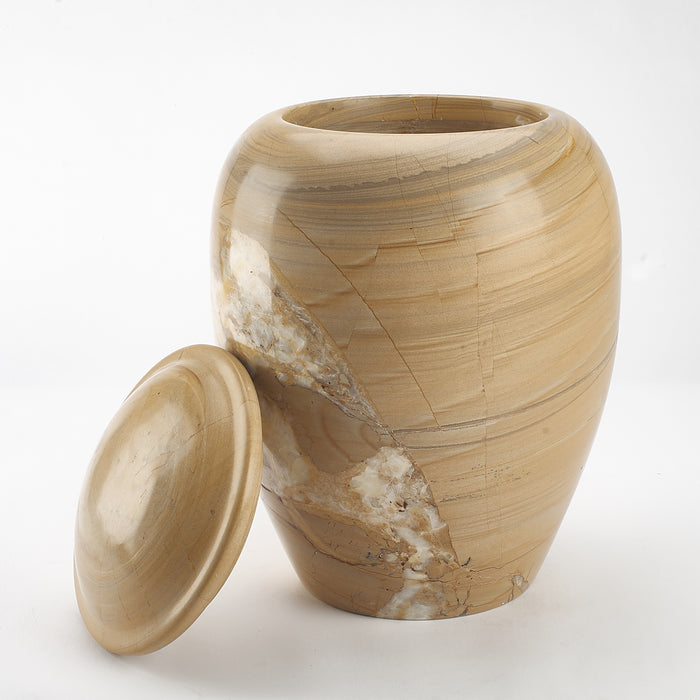 Cremation Urn - Large Mixed Vein Burma Teak Marble