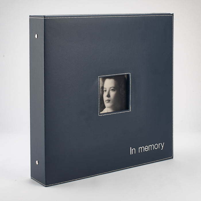 Genuine Leather 'In Memory' Book Box - Navy